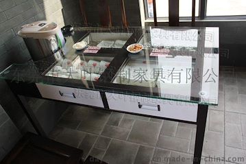 制造上海多功能餐桌，金爷牌金属铁制带抽屉餐桌DY饭菜真湘长方形抽屉餐桌